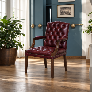 Krzesło skórzane Chesterfield „Duke” – Bordowy