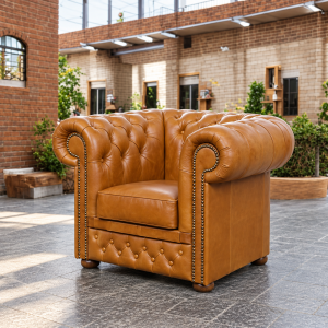 Fotel skórzany Chesterfield „Lord” – Karmel