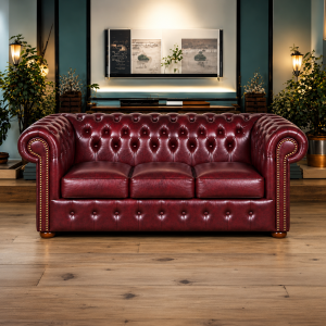 Sofa skórzana Chesterfield „Classic” 3-osobowa – Rubin