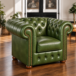 Fotel skórzany Chesterfield „Classic XL” – Naturalna skóra "Dubai"