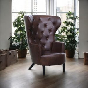 Fotel skórzany Chesterfield „King’s Throne” – Czekoladowy Brąz